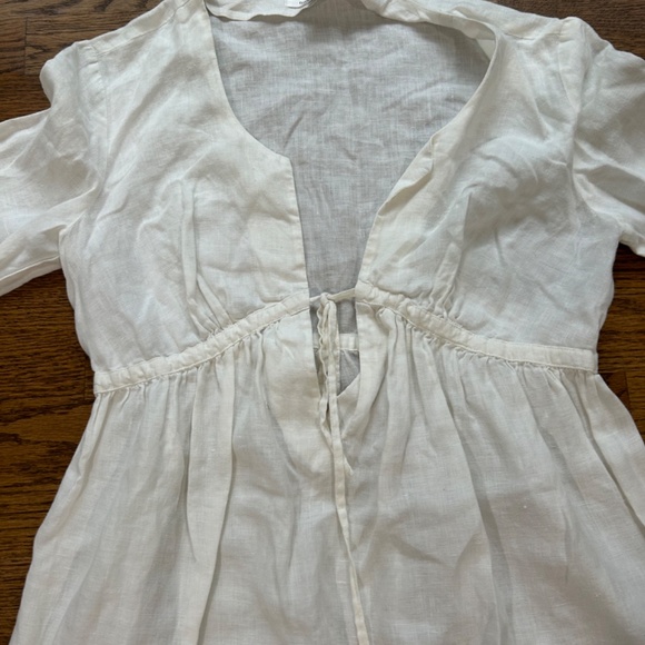 Diane Von Furstenberg Ivory Linen Coverup M Beach Summer Swim - Picture 3 of 7